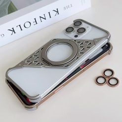 Innovative metal heat dissipation frameless rotating magnetic bracket mobile phone case