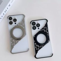 Innovative metal heat dissipation frameless rotating magnetic bracket mobile phone case