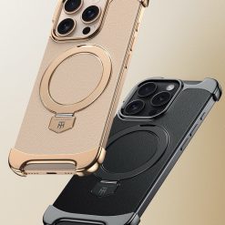 Brand New Plain Leather Borderless Magnetic Bracket Mobile Phone Case