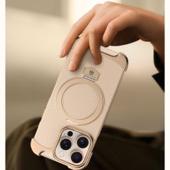 Brand New Plain Leather Borderless Magnetic Bracket Mobile Phone Case