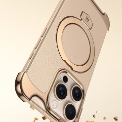 Brand New Plain Leather Borderless Magnetic Bracket Mobile Phone Case