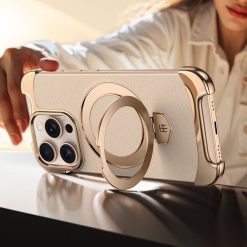 Brand New Plain Leather Borderless Magnetic Bracket Mobile Phone Case