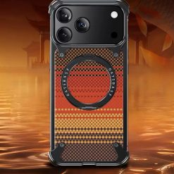 Kevlar Carbon Fiber Pattern Magnetic Bracket Phone Case