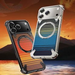Kevlar Carbon Fiber Pattern Magnetic Bracket Phone Case