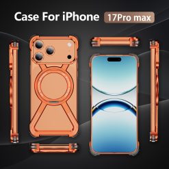 New Skeleton Metal Rotating Bracket Magnetic Phone Case