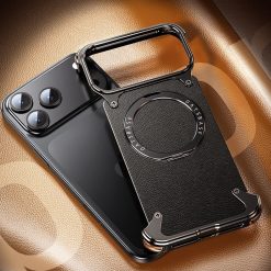 Luxury Genuine Leather Frameless Rotating Stand Phone Case
