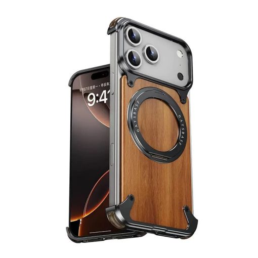 Designed Magnetic Walnut Metal Phone Case