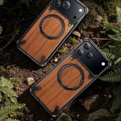 Designed Magnetic Walnut Metal Phone Case