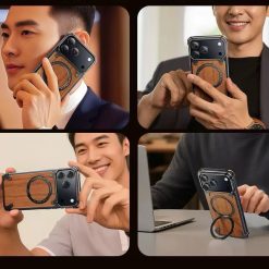 Designed Magnetic Walnut Metal Phone Case