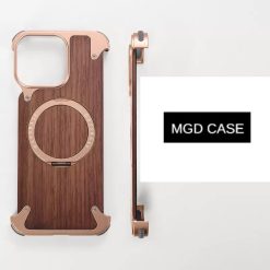 Designed Magnetic Walnut Metal Phone Case