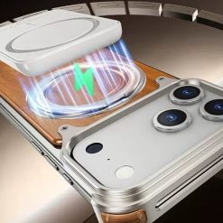 Designed Magnetic Walnut Metal Phone Case