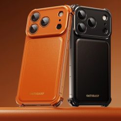 Luxury Metal Leather Borderless Magnetic Phone Case