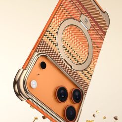 Noble Artistic Frame Carbon Fiber Pattern Magnetic Bracket Phone Case