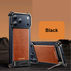 Metal Leather Hidden Bracket Magnetic Mobile Phone Case
