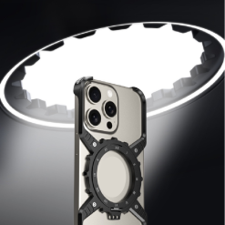 Mechanical Gear Luminous Rotating Bracket Magnetic Phone Case