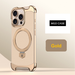 Brand New Plain Leather Borderless Magnetic Bracket Mobile Phone Case