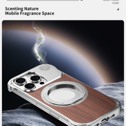 Walnut Metal Frameless Rotating Stand Magnetic Phone Case
