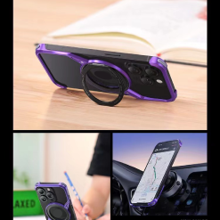 New S-shaped Metal Rotating Magnetic Stand Phone Case