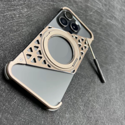 Innovative metal heat dissipation frameless rotating magnetic bracket mobile phone case