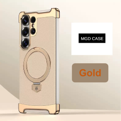 Brand New Plain Leather Borderless Magnetic Bracket Mobile Phone Case