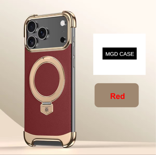 Brand New Plain Leather Borderless Magnetic Bracket Mobile Phone Case