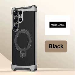 Brand New Plain Leather Borderless Magnetic Bracket Mobile Phone Case