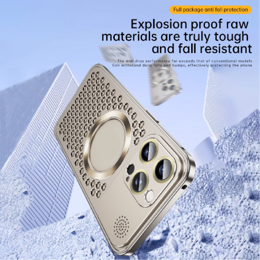 Heat dissipation anti-fall metal magnetic phone case