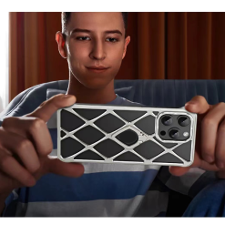 Alloy Diamond Grid Invisible Bracket Mobile Phone Case