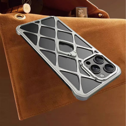 Alloy Diamond Grid Invisible Bracket Mobile Phone Case