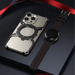 Mechanical Gear Luminous Rotating Bracket Magnetic Phone Case